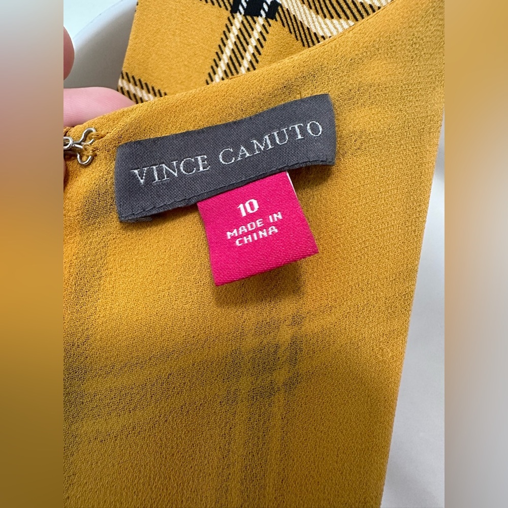 Vince Camuto - Women's Sleeveless V-Neck Highland Plaid Belted Dress (Size 10) - Picture 6 of 9